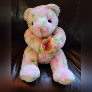 TY Pink and Green Plush Teddy Bear (105)